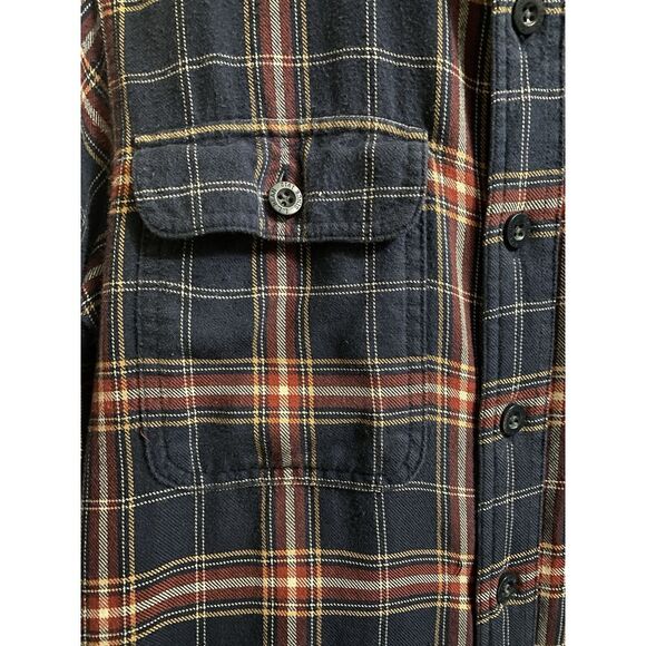 L.L. Bean Men's XS Fleece Lined Plaid Flannel Button Down Shirt Shacket Navy Red - Picture 5 of 15